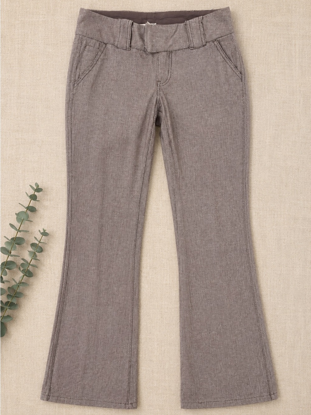 BeBop Brown Herringbone Dress Pants Size 3 Bootcut Career Office
